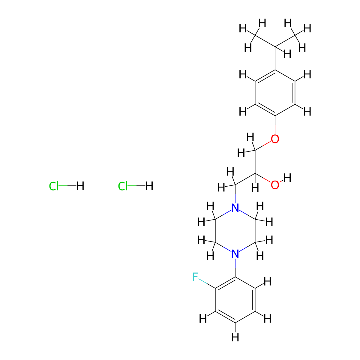 1-(4-(2-Fluorophenyl)piperazin-1-yl)-3-(4-isopropylphenoxy)propan-2-ol dihydrochloride molecular structure, CAS 473804-42-1
