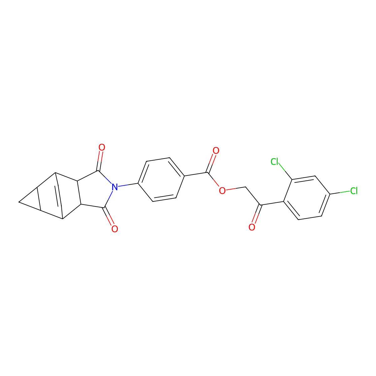 2-(2,4-dichlorophenyl)-2-oxoethyl 4-(1,3-dioxooctahydro-4,6-ethenocyclopropa[f]isoindol-2(1H)-yl)benzoate molecular structure, CAS 473804-49-8