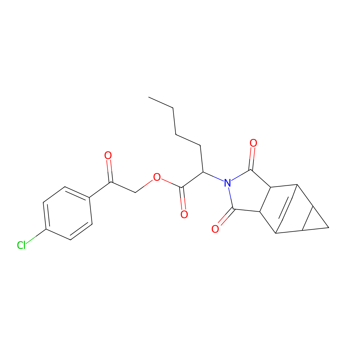 2-(4-chlorophenyl)-2-oxoethyl 2-(1,3-dioxooctahydro-4,6-ethenocyclopropa[f]isoindol-2(1H)-yl)hexanoate molecular structure, CAS 473804-50-1