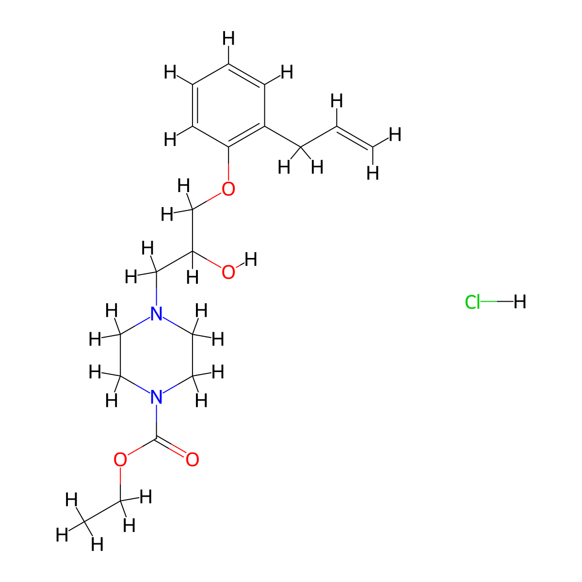 Ethyl 4-[3-(2-allylphenoxy)-2-hydroxypropyl]piperazine-1-carboxylate molecular structure, CAS 473804-59-0