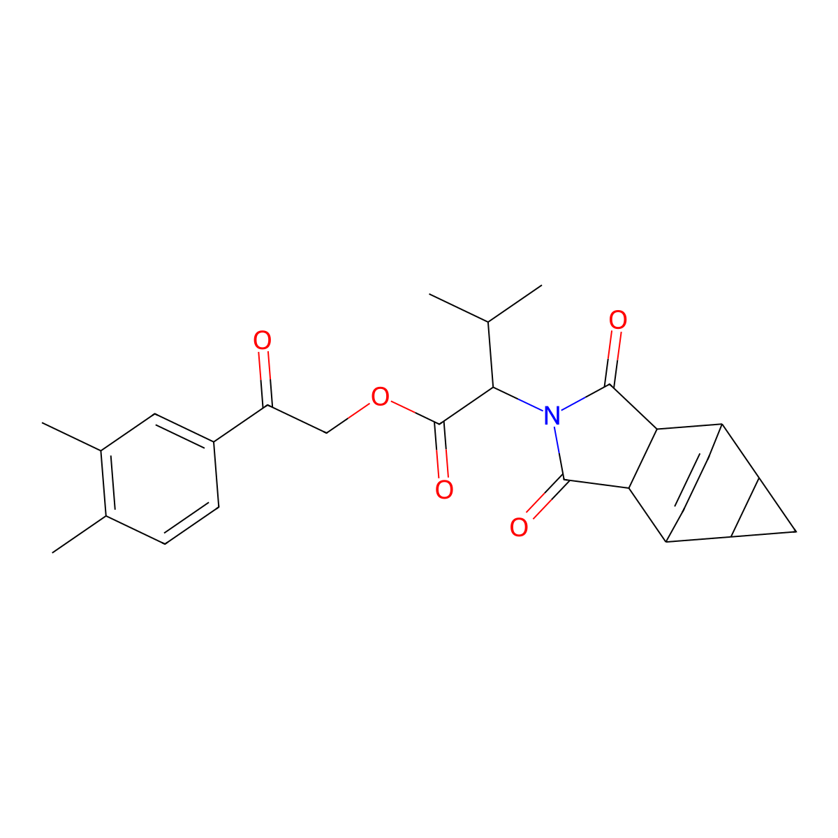 2-(3,4-dimethylphenyl)-2-oxoethyl 2-(1,3-dioxooctahydro-4,6-ethenocyclopropa[f]isoindol-2(1H)-yl)-3-methylbutanoate molecular structure, CAS 473804-61-4