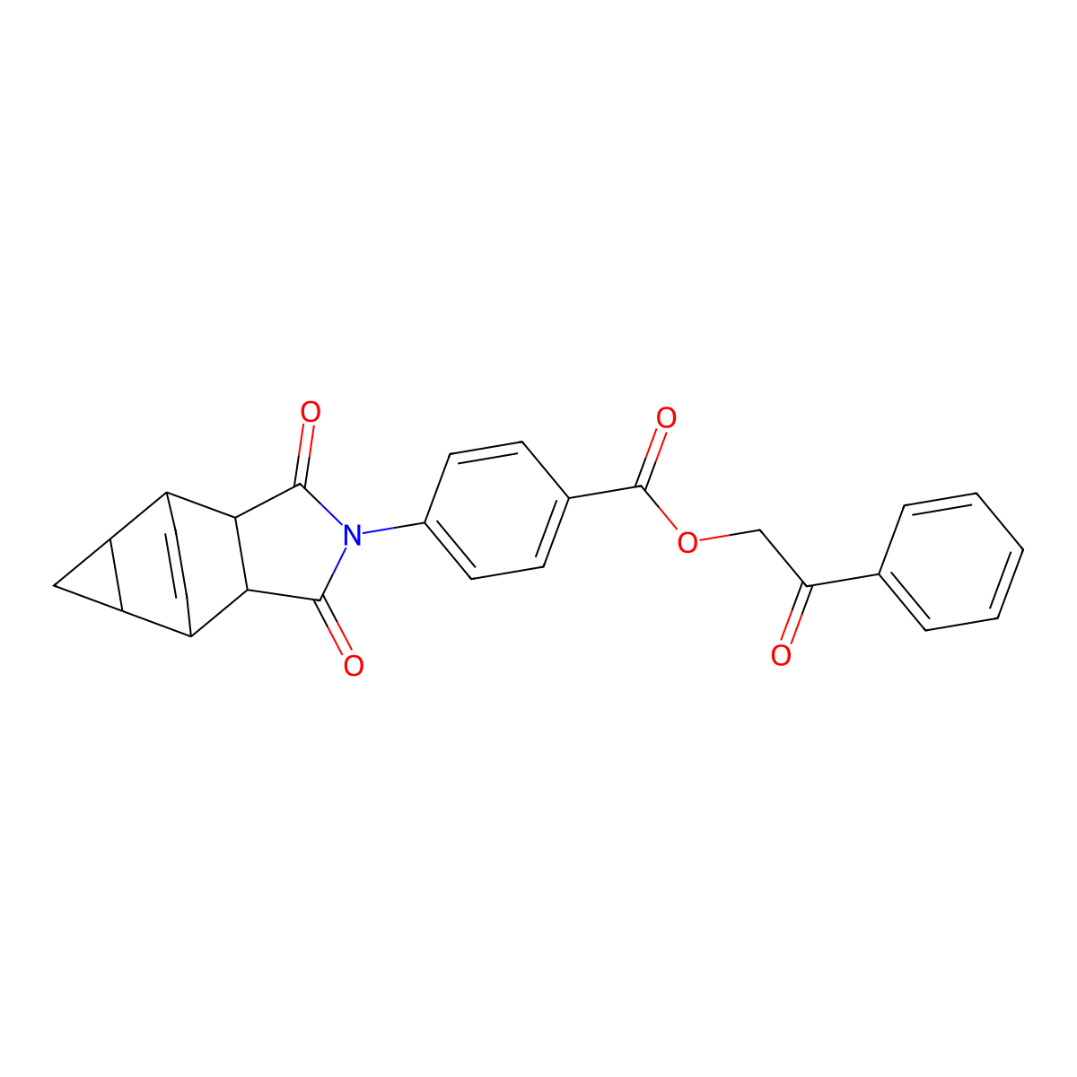 2-oxo-2-phenylethyl 4-(1,3-dioxooctahydro-4,6-ethenocyclopropa[f]isoindol-2(1H)-yl)benzoate molecular structure, CAS 473804-73-8