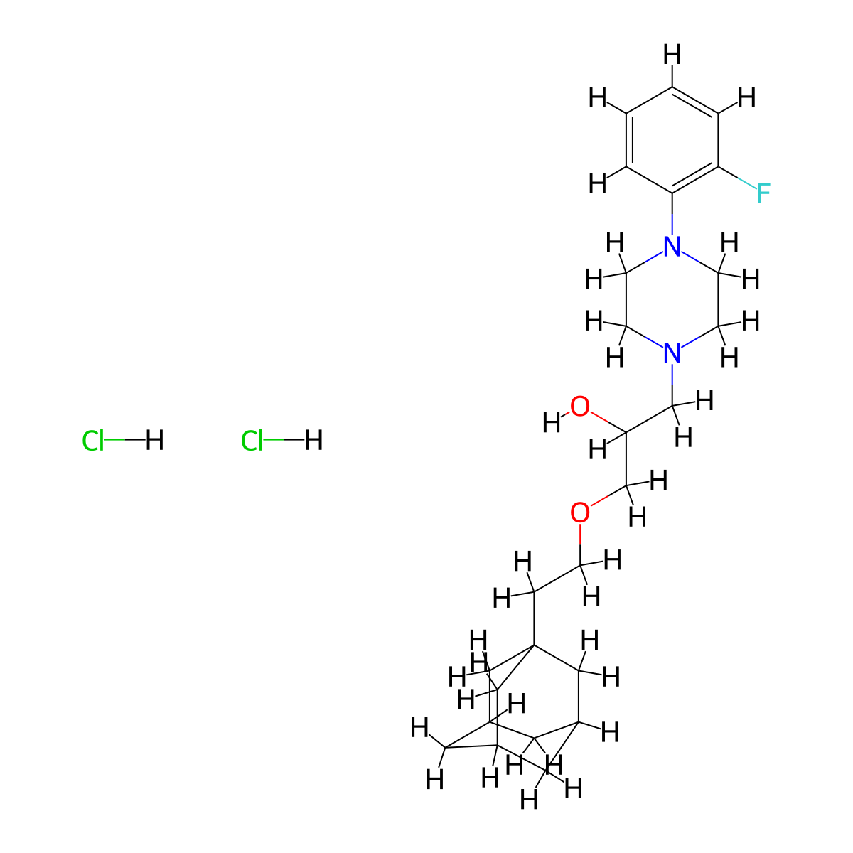 1-[2-(Adamantan-1-yl)ethoxy]-3-[4-(2-fluorophenyl)piperazin-1-yl]propan-2-ol dihydrochloride molecular structure, CAS 473804-93-2