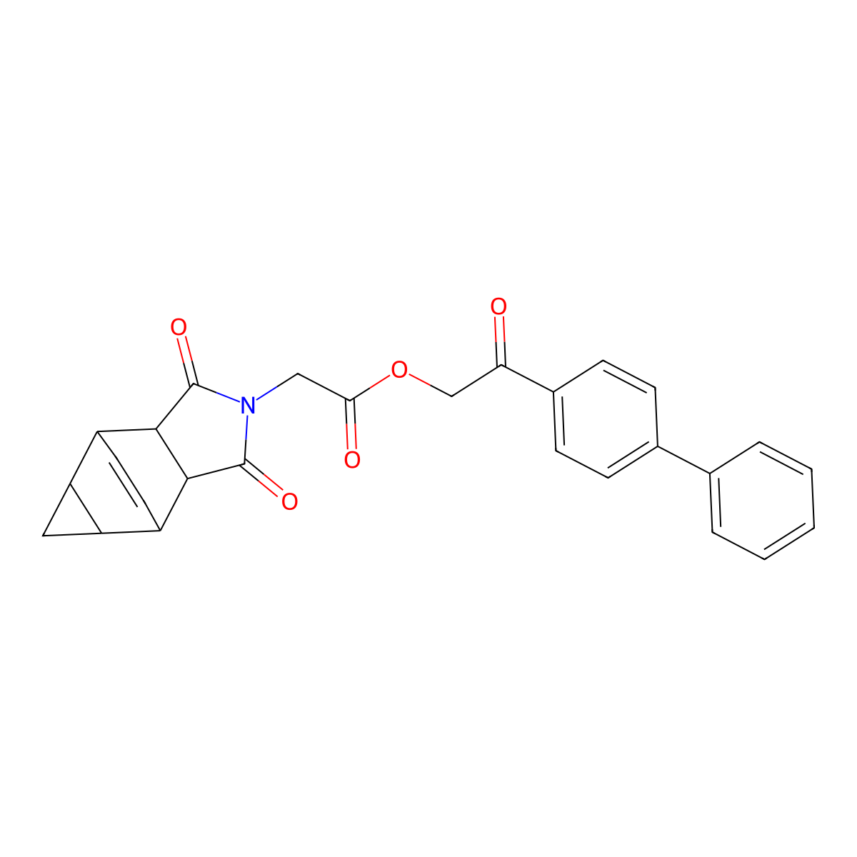 2-(biphenyl-4-yl)-2-oxoethyl (1,3-dioxooctahydro-4,6-ethenocyclopropa[f]isoindol-2(1H)-yl)acetate molecular structure, CAS 473804-97-6