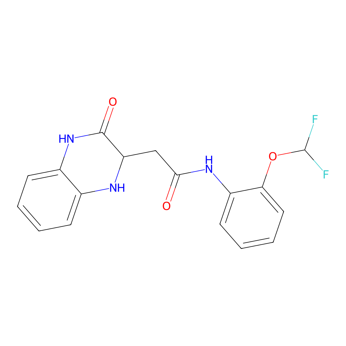 N-[2-(difluoromethoxy)phenyl]-2-(3-oxo-2,4-dihydro-1H-quinoxalin-2-yl)acetamide molecular structure, CAS 473805-10-6