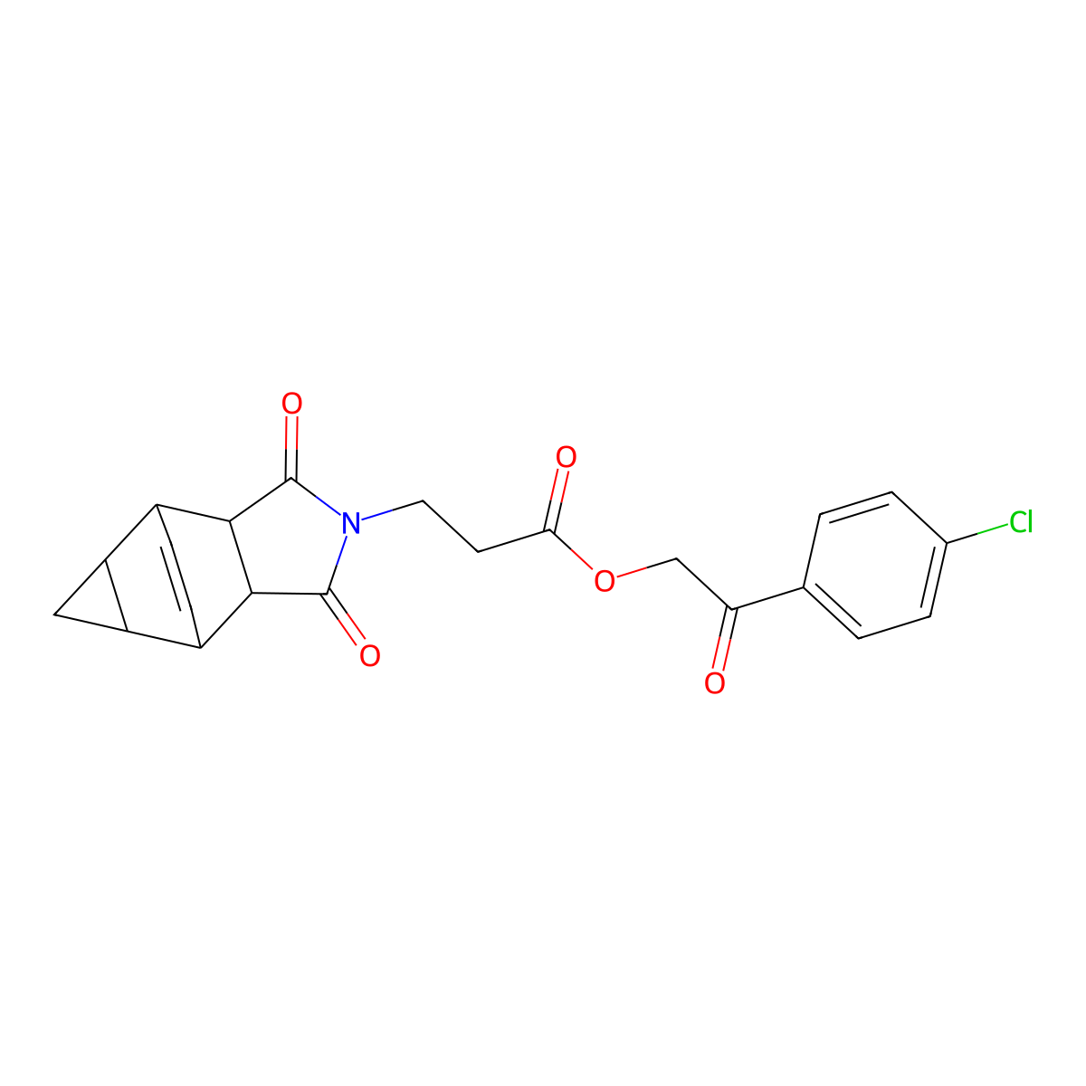 2-(4-chlorophenyl)-2-oxoethyl 3-(1,3-dioxooctahydro-4,6-ethenocyclopropa[f]isoindol-2(1H)-yl)propanoate molecular structure, CAS 473805-18-4
