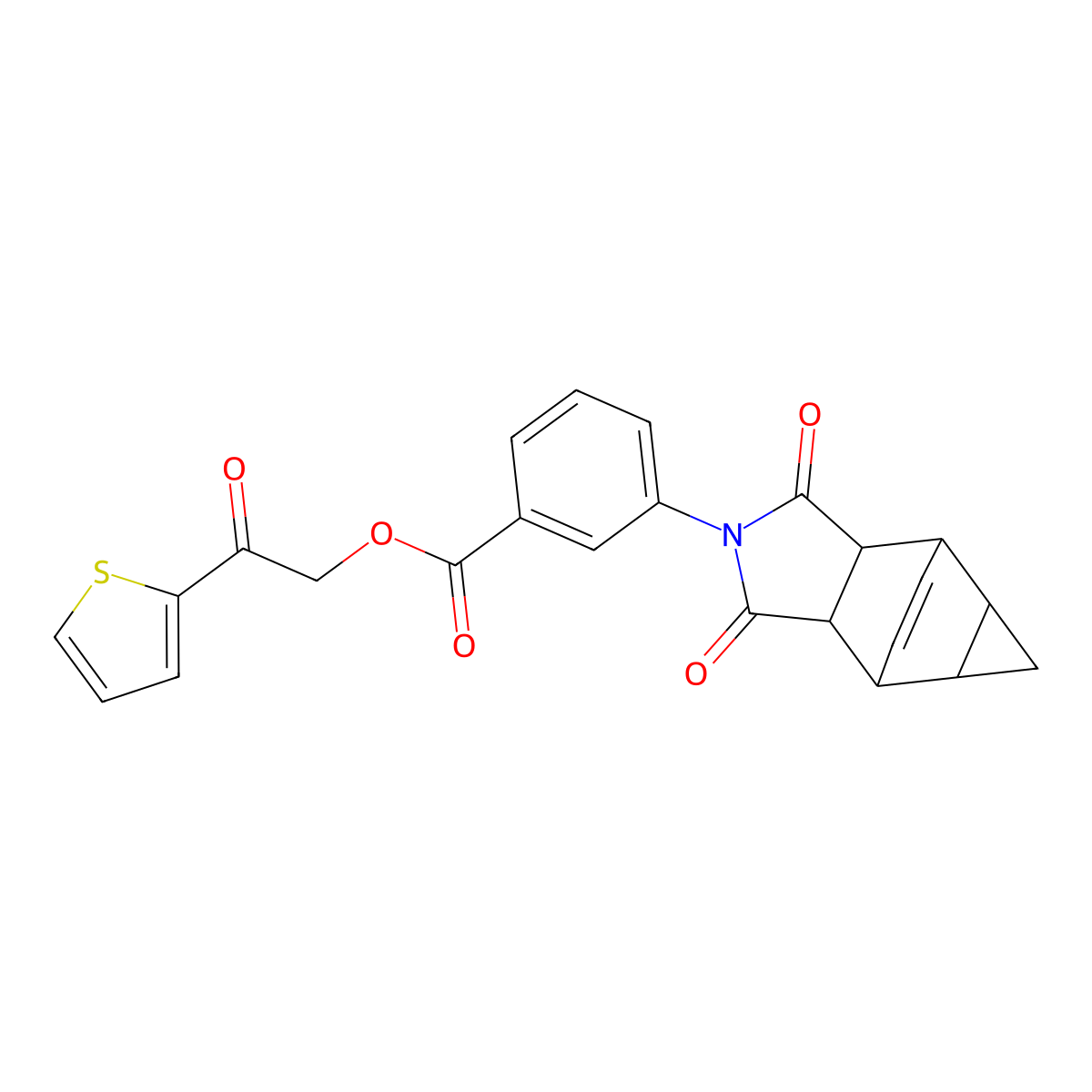 2-oxo-2-(thiophen-2-yl)ethyl 3-(1,3-dioxooctahydro-4,6-ethenocyclopropa[f]isoindol-2(1H)-yl)benzoate molecular structure, CAS 473805-28-6