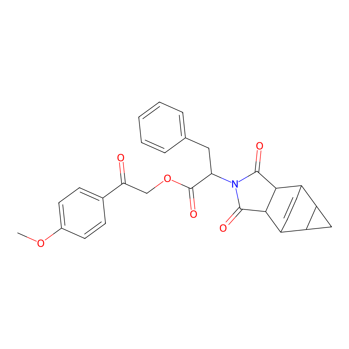 2-(4-methoxyphenyl)-2-oxoethyl 2-(1,3-dioxooctahydro-4,6-ethenocyclopropa[f]isoindol-2(1H)-yl)-3-phenylpropanoate molecular structure, CAS 473805-33-3