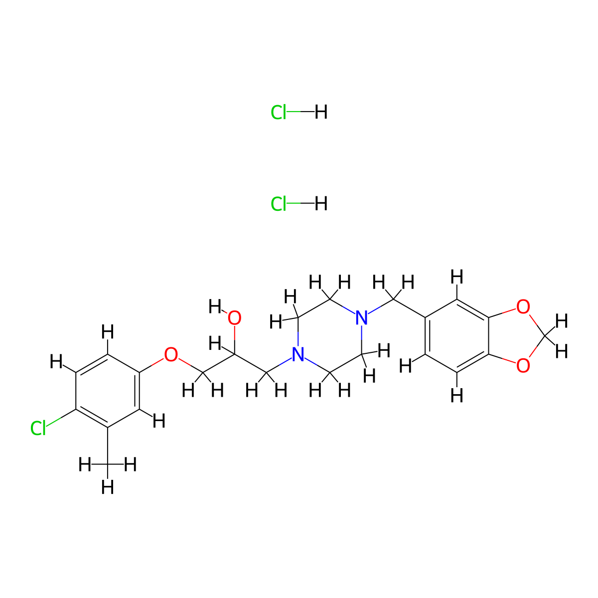 1-(4-(Benzo[d][1,3]dioxol-5-ylmethyl)piperazin-1-yl)-3-(4-chloro-3-methylphenoxy)propan-2-ol dihydrochloride molecular structure, CAS 473805-50-4