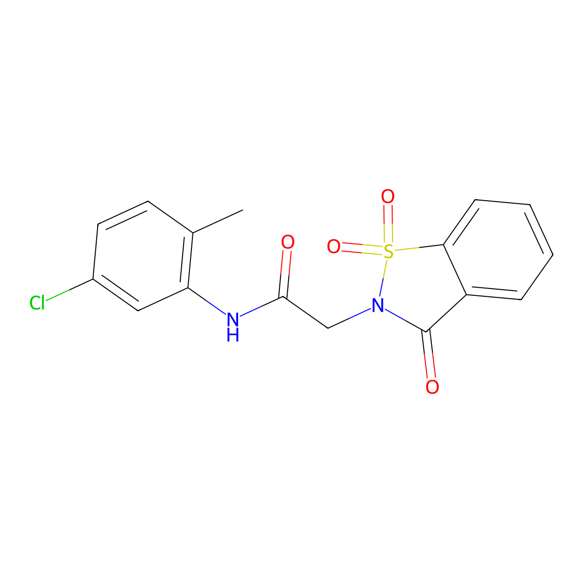 N-(5-chloro-2-methylphenyl)-2-(1,1-dioxido-3-oxo-1,2-benzothiazol-2(3H)-yl)acetamide molecular structure, CAS 473815-20-2