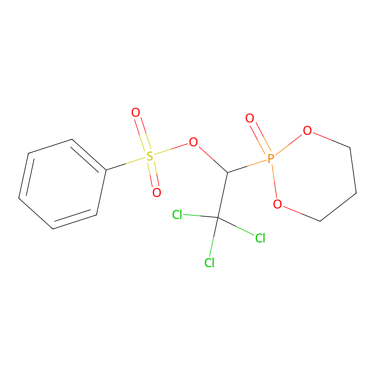 2,2,2-Trichloro-1-(2-oxido-1,3,2-dioxaphosphinan-2-yl)ethyl benzenesulfonate molecular structure, CAS 473827-12-2