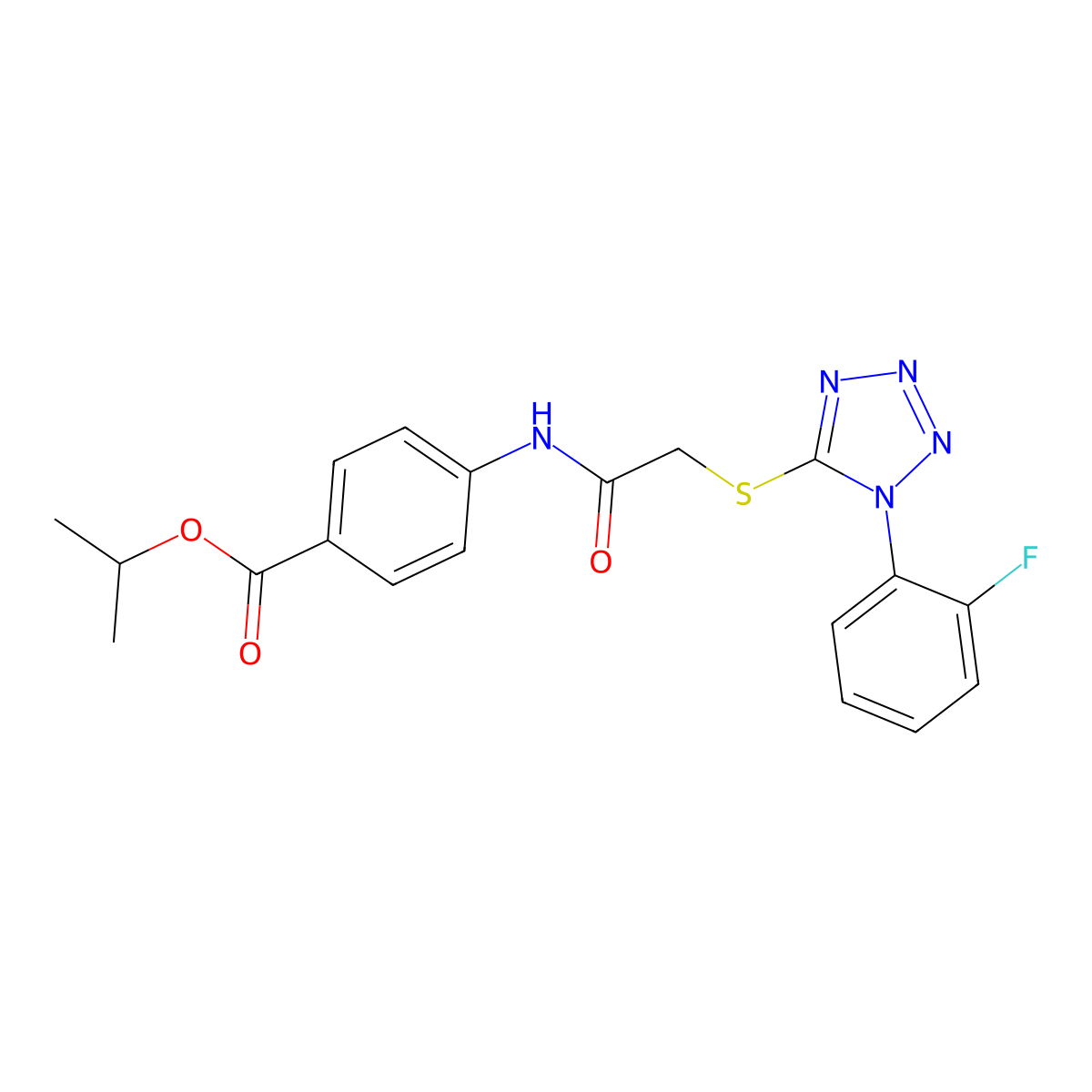 propan-2-yl 4-[({[1-(2-fluorophenyl)-1H-tetrazol-5-yl]sulfanyl}acetyl)amino]benzoate molecular structure, CAS 473827-77-9