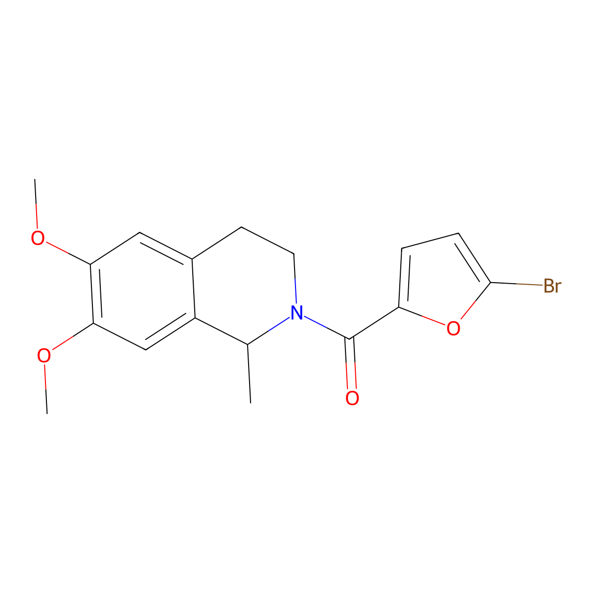 (5-bromofuran-2-yl)-(6,7-dimethoxy-1-methyl-3,4-dihydro-1H-isoquinolin-2-yl)methanone molecular structure, CAS 473828-08-9