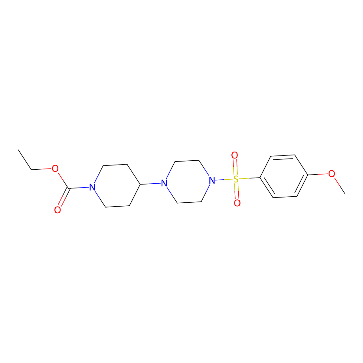 Ethyl 4-(4-((4-methoxyphenyl)sulfonyl)piperazin-1-yl)piperidine-1-carboxylate molecular structure, CAS 473828-21-6