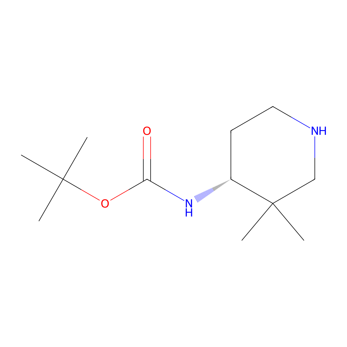tert-Butyl N-[(4R)-3,3-dimethyl-4-piperidyl]carbamate molecular structure, CAS 473838-71-0
