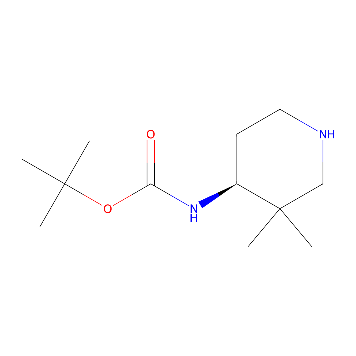 tert-butyl N-[(4S)-3,3-dimethylpiperidin-4-yl]carbamate molecular structure, CAS 473838-73-2