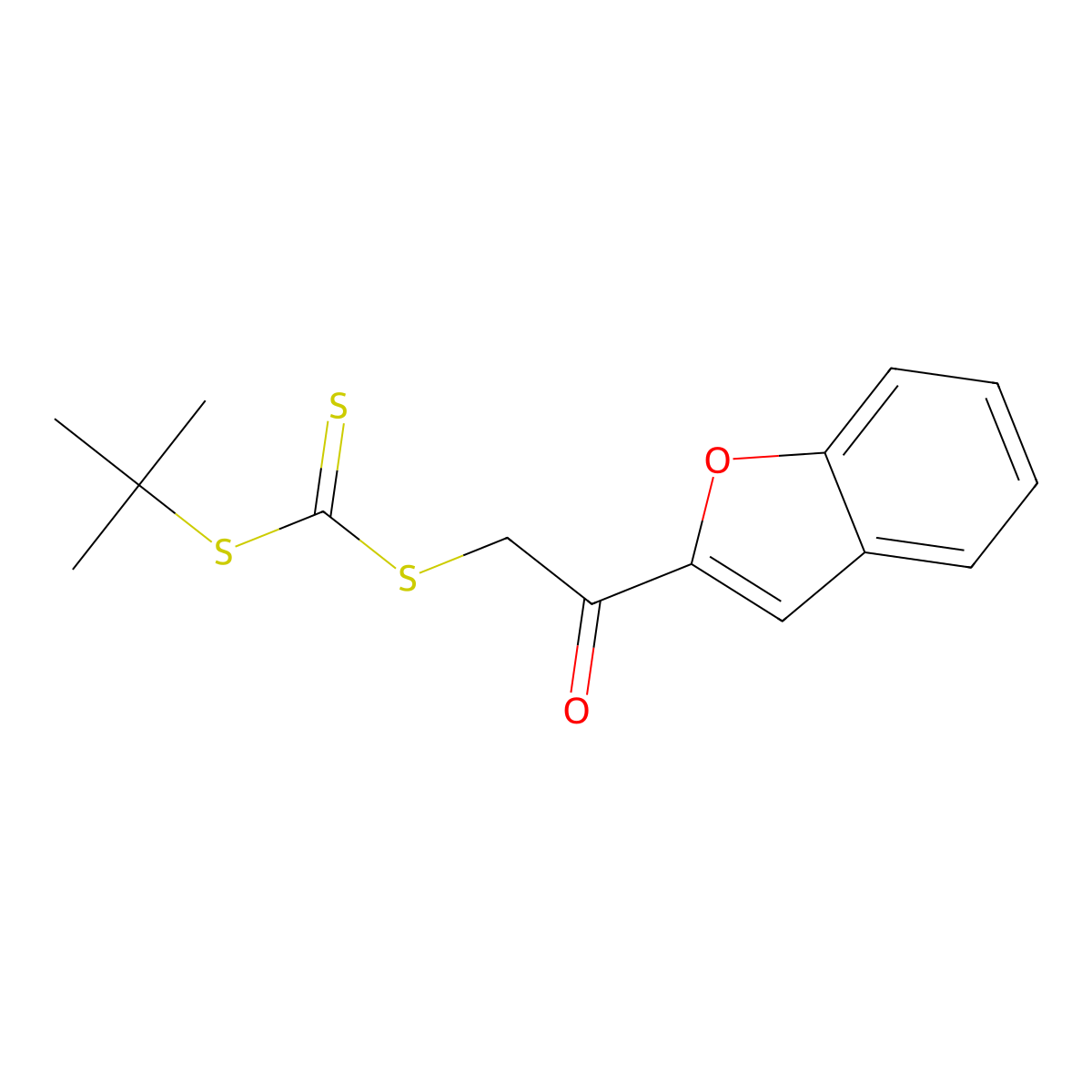 1-(1-Benzofuran-2-yl)-2-tert-butylsulfanylcarbothioylsulfanylethanone molecular structure, CAS 4739-21-3