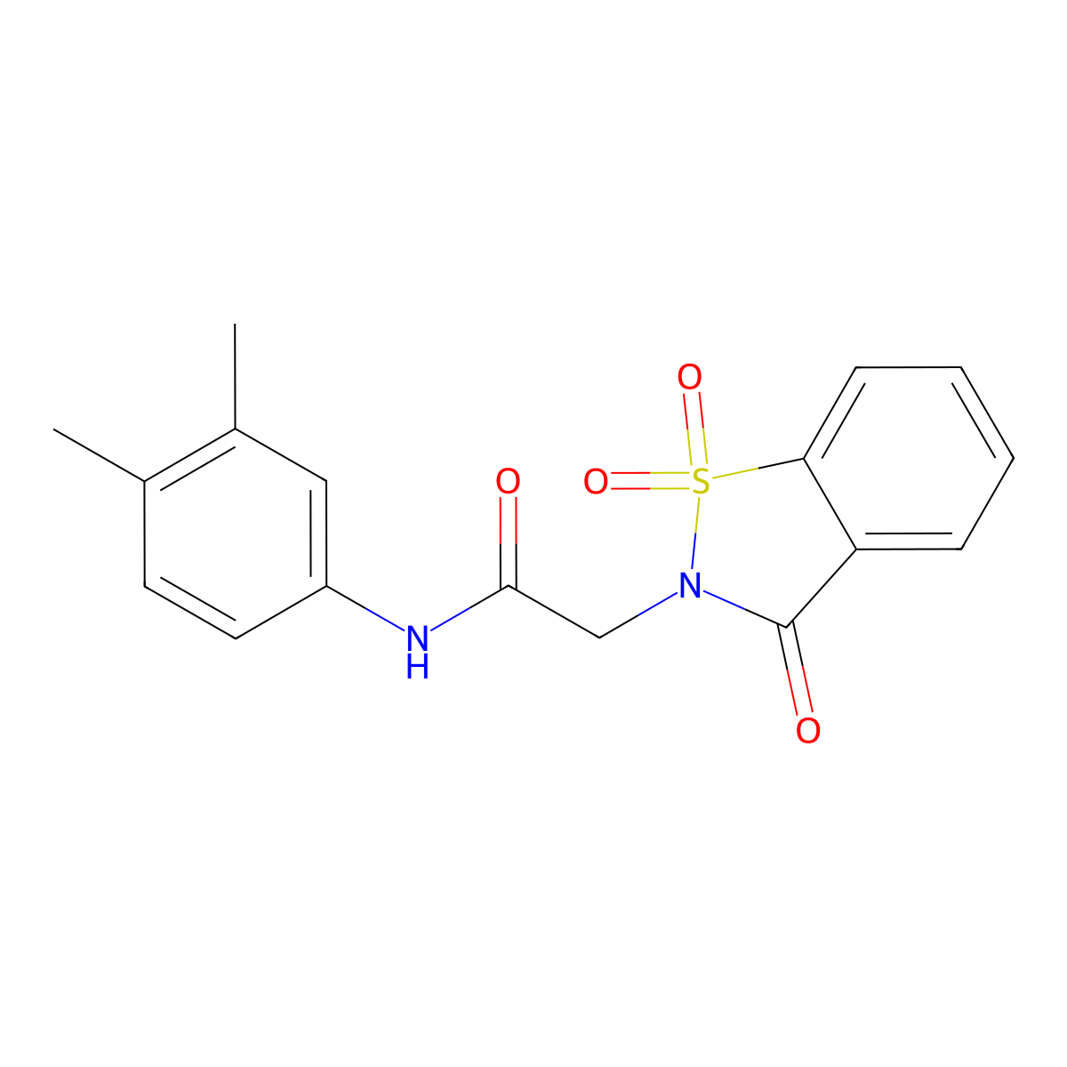 N-(3,4-dimethylphenyl)-2-(1,1,3-trioxo-1,2-benzothiazol-2-yl)acetamide molecular structure, CAS 473902-19-1