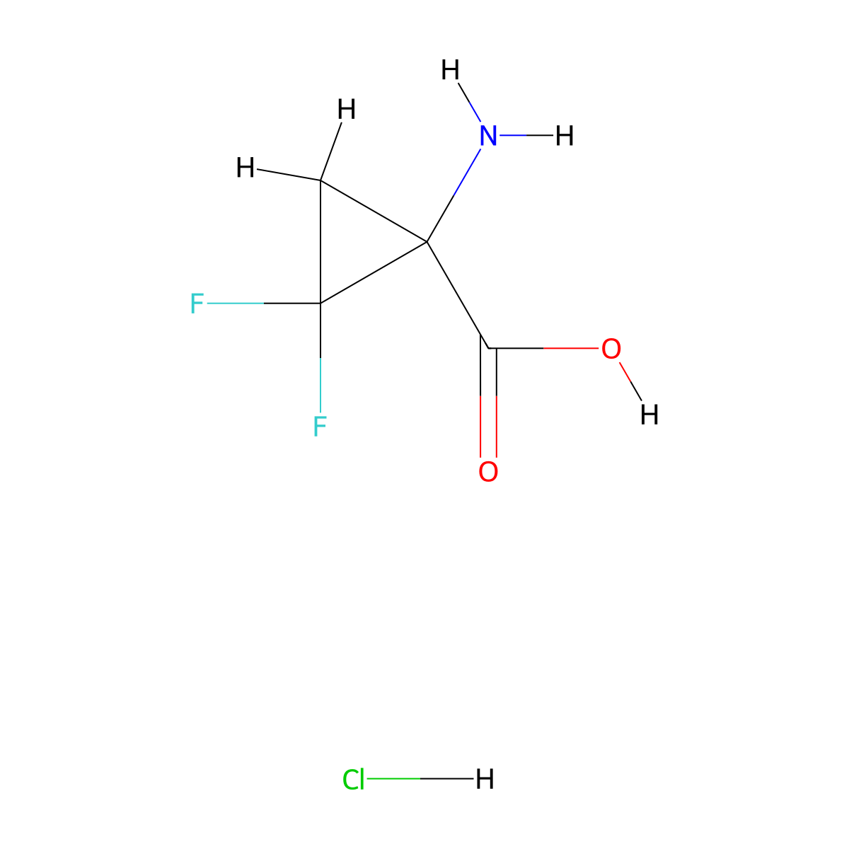 1-Amino-2,2-difluorocyclopropane-1-carboxylic acid hydrochloride molecular structure, CAS 473917-03-2