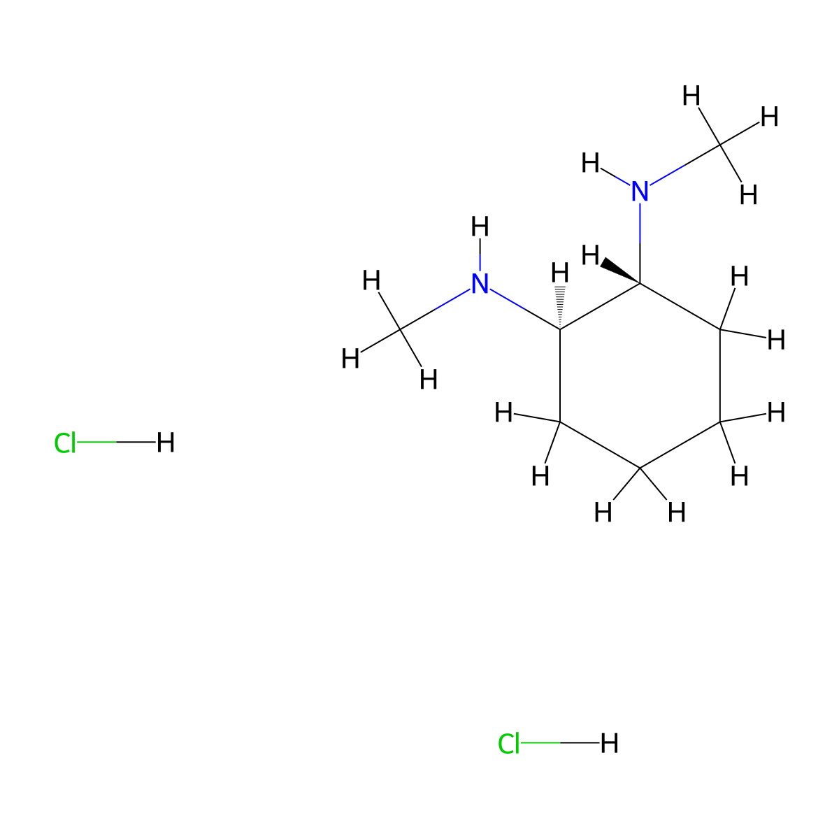 trans-(1R,2R)-(-)-N,N'-Dimethyl-1,2-cyclohexanediamine dihydrochloride molecular structure, CAS 473918-41-1