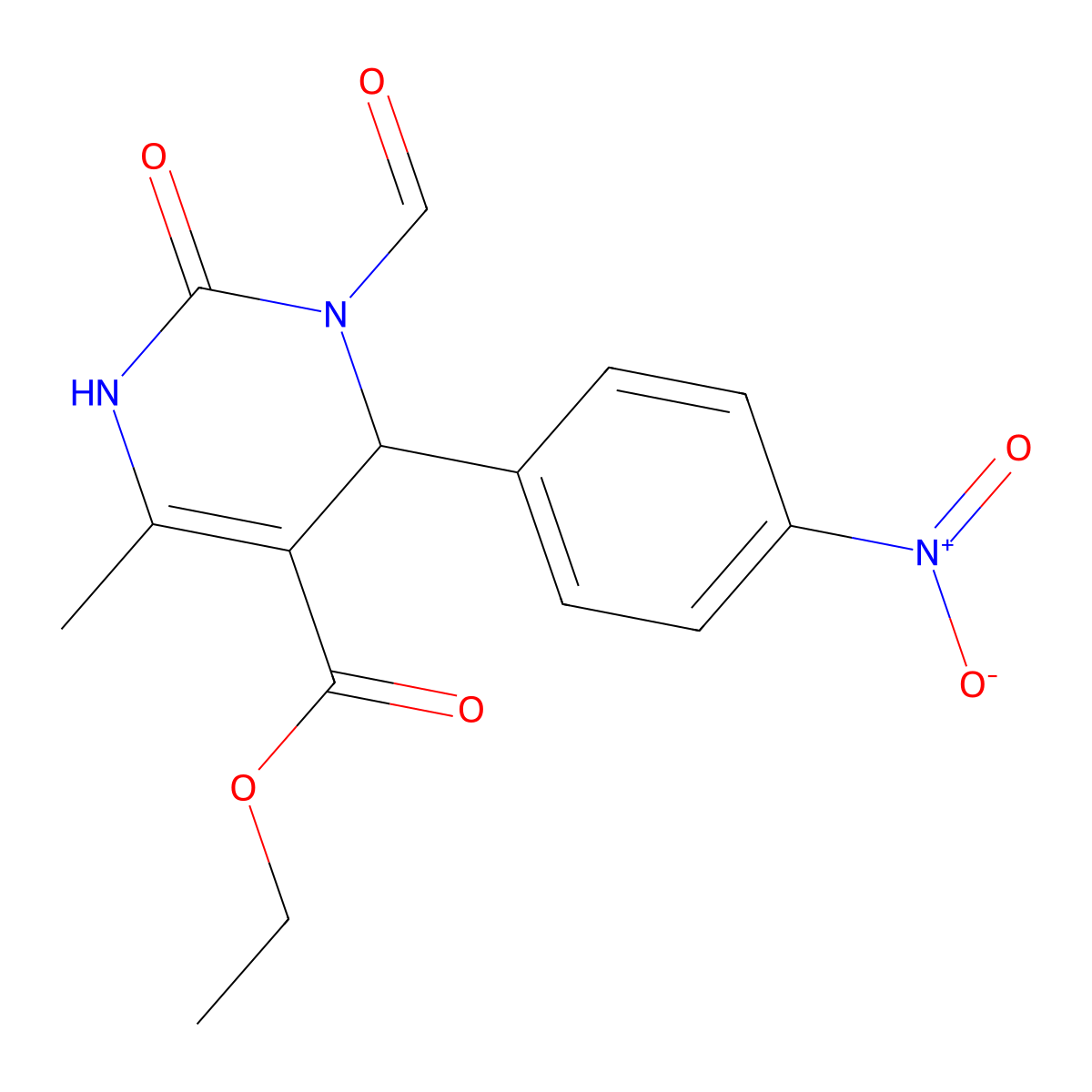 Ethyl 3-formyl-6-methyl-4-(4-nitrophenyl)-2-oxo-1,2,3,4-tetrahydro-5-pyrimidinecarboxylate molecular structure, CAS 473924-98-0