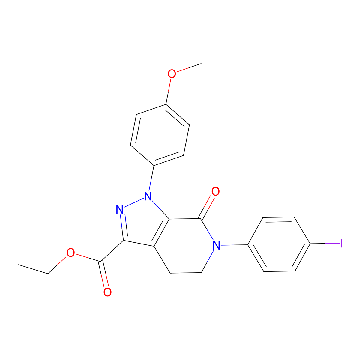 Ethyl 6-(4-iodophenyl)-1-(4-methoxyphenyl)-7-oxo-4,5-dihydropyrazolo[3,4-c]pyridine-3-carboxylate molecular structure, CAS 473927-64-9