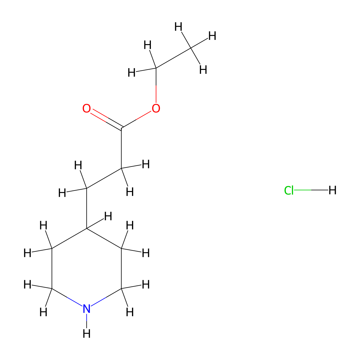 Ethyl 3-(piperidin-4-yl)propanoate hydrochloride molecular structure, CAS 473987-06-3