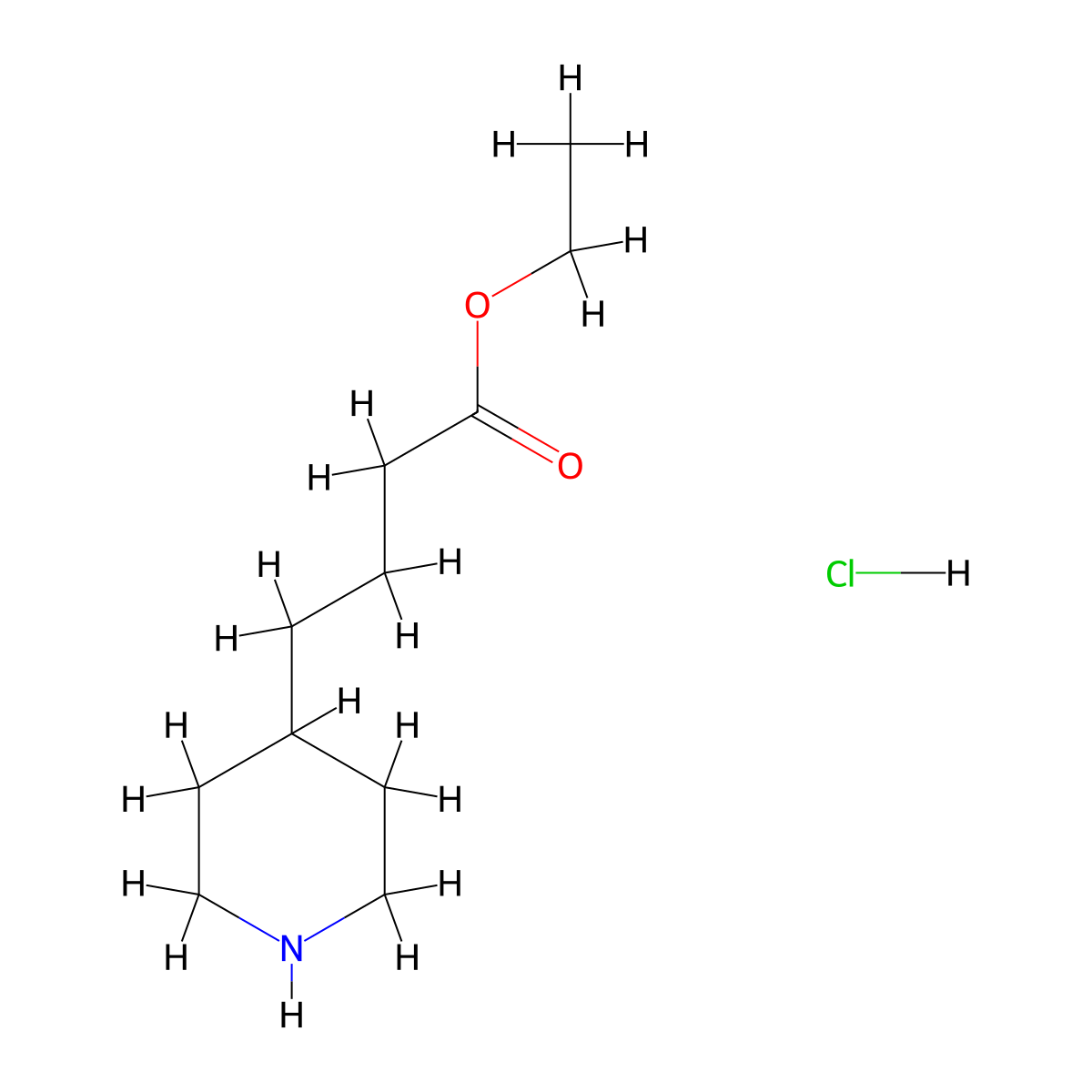 Ethyl 4-(piperidin-4-yl)butanoate hydrochloride molecular structure, CAS 473987-07-4