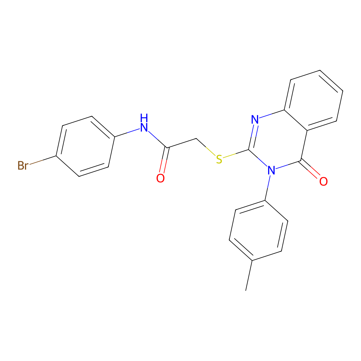 N-(4-BR-PH)-2-((3-(4-ME-Phenyl)-4-oxo-3,4-dihydro-2-quinazolinyl)thio)acetamide molecular structure, CAS 473991-30-9