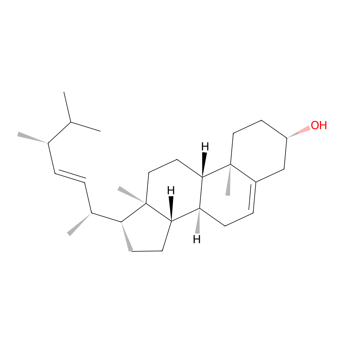 Brassicasterol molecular structure, CAS 474-67-9