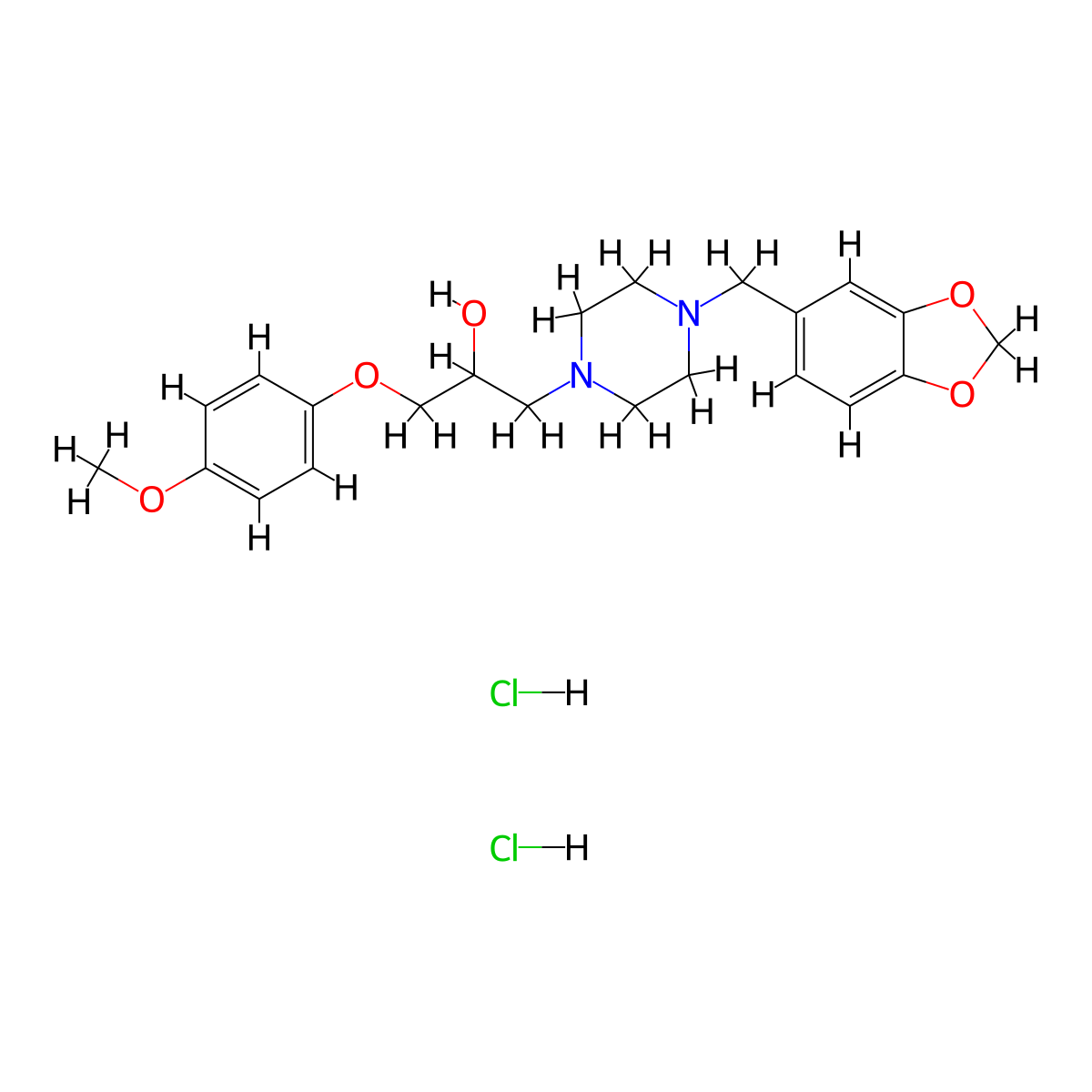 1-(4-(Benzo[d][1,3]dioxol-5-ylmethyl)piperazin-1-yl)-3-(4-methoxyphenoxy)propan-2-ol dihydrochloride molecular structure, CAS 474002-05-6