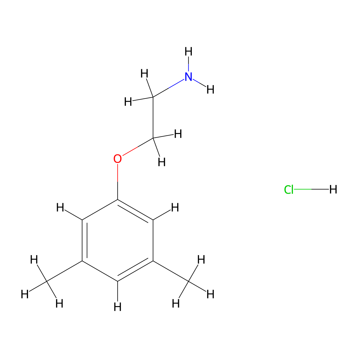 2-(3,5-Dimethylphenoxy)ethan-1-amine hydrochloride molecular structure, CAS 474002-61-4