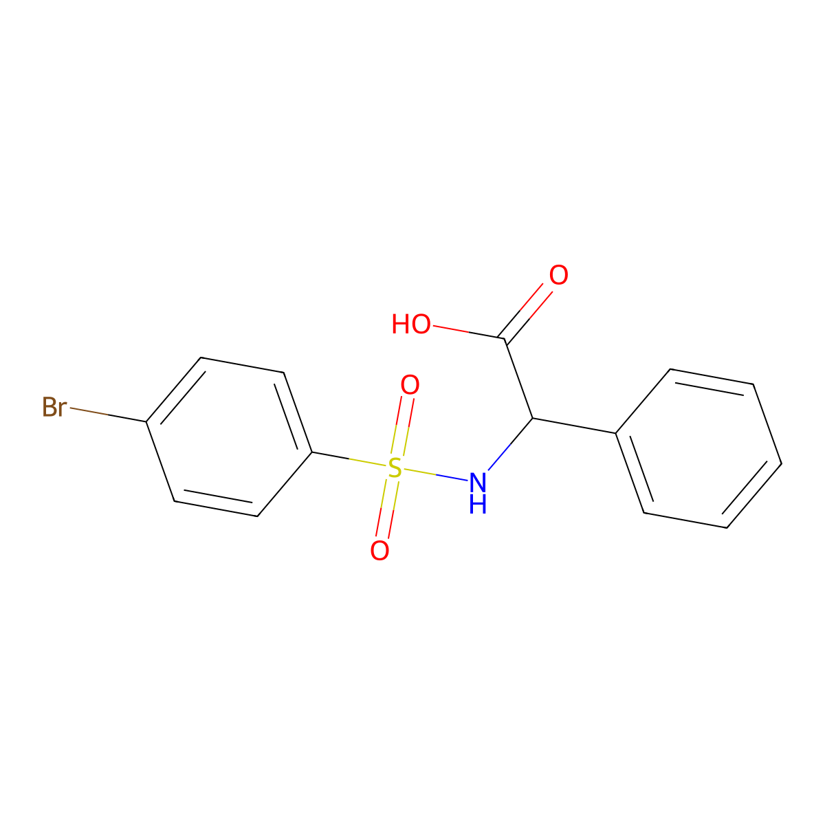 {[(4-Bromophenyl)sulfonyl]amino}(phenyl)acetic acid molecular structure, CAS 474002-91-0