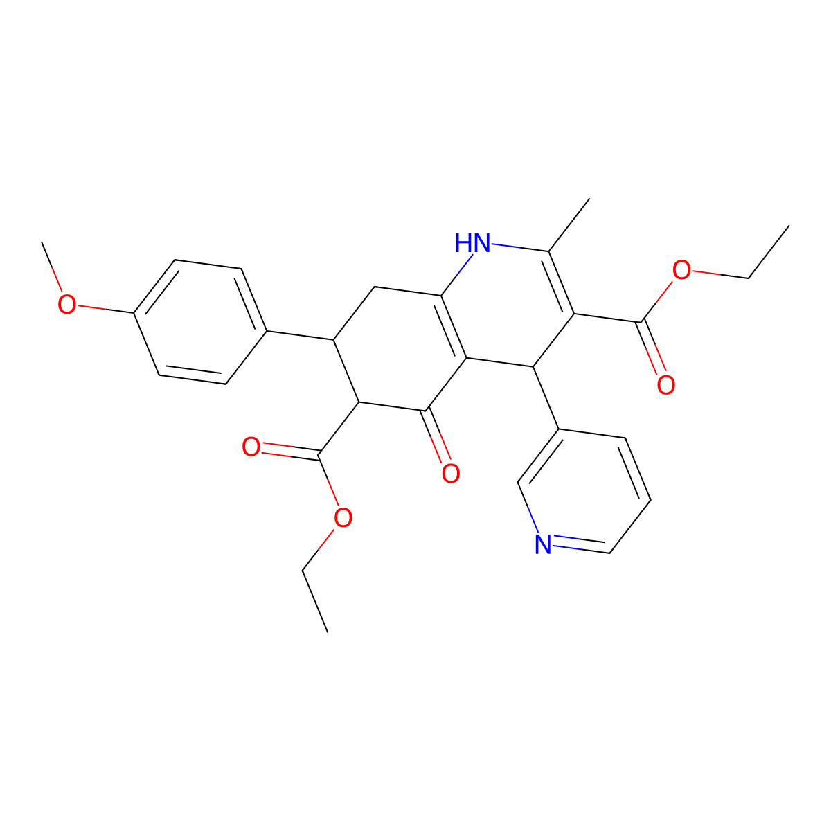 diethyl 7-(4-methoxyphenyl)-2-methyl-5-oxo-4-pyridin-3-yl-4,6,7,8-tetrahydro-1H-quinoline-3,6-dicarboxylate molecular structure, CAS 474002-97-6