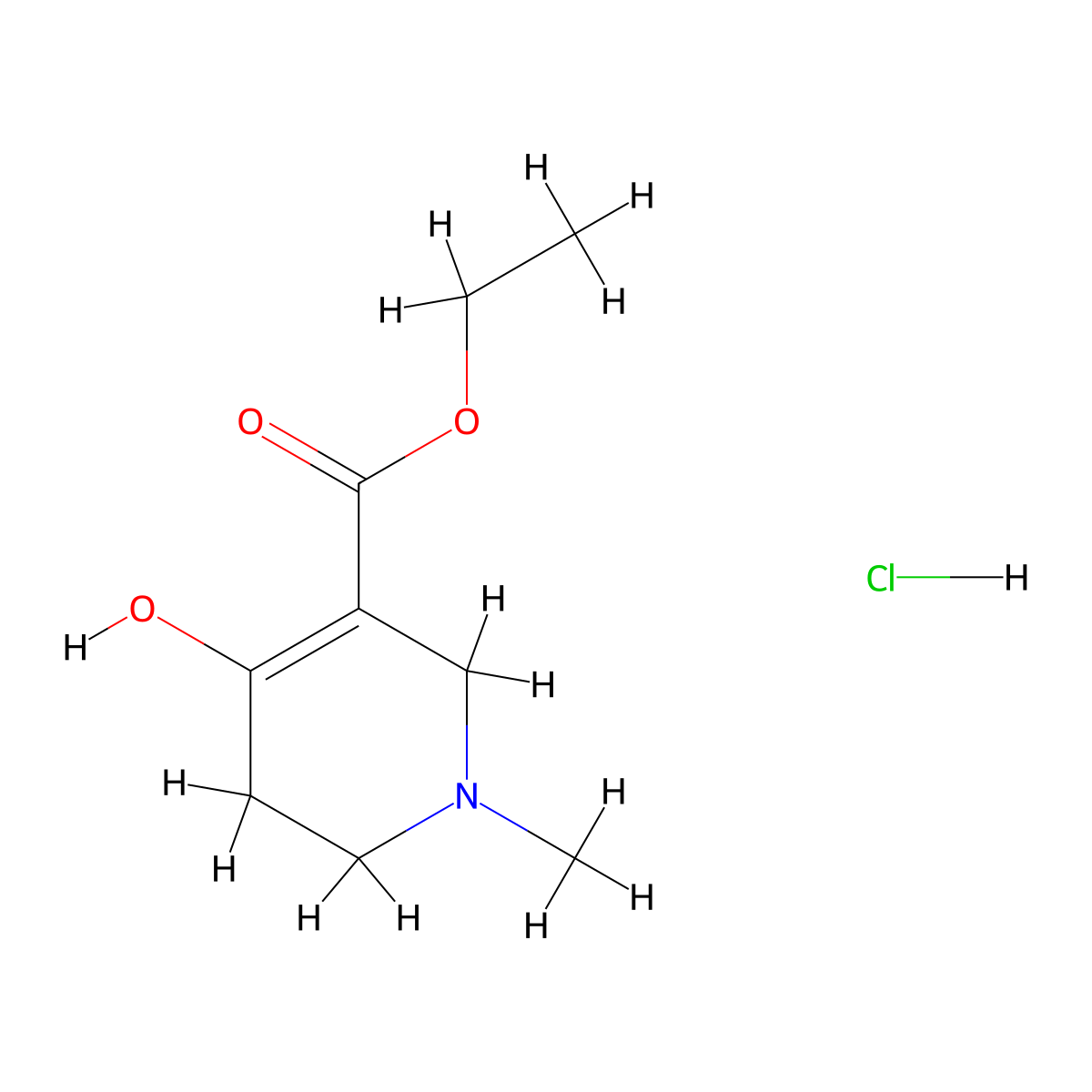 Ethyl 4-hydroxy-1-methyl-1,2,5,6-tetrahydro-3-pyridinecarboxylate hydrochloride molecular structure, CAS 474003-34-4