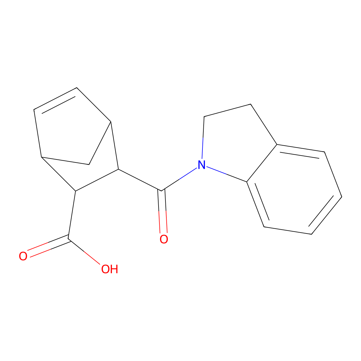 3-(2,3-dihydro-1H-indol-1-ylcarbonyl)bicyclo[2.2.1]hept-5-ene-2-carboxylic acid molecular structure, CAS 474003-98-0