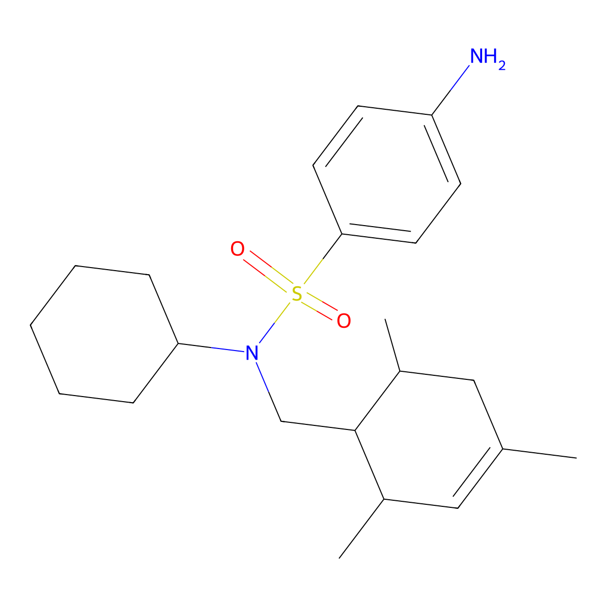 4-amino-N-cyclohexyl-N-[(2,4,6-trimethylcyclohex-3-en-1-yl)methyl]benzenesulfonamide molecular structure, CAS 474003-99-1
