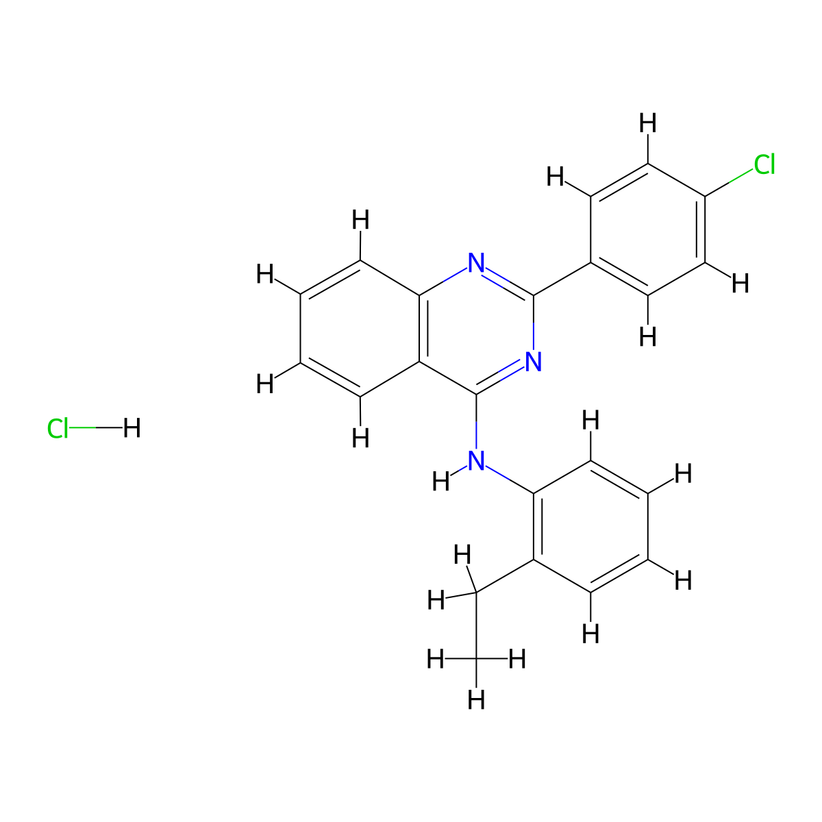 [2-(4-Chlorophenyl)quinazolin-4-yl](2-ethylphenyl)amine, chloride molecular structure, CAS 474004-03-0