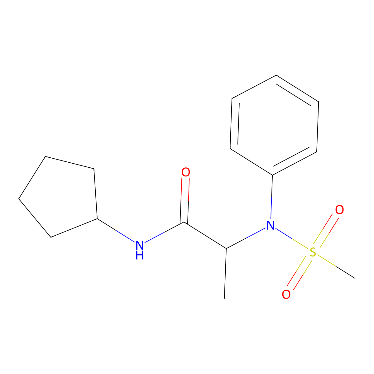 N-cyclopentyl-2-(N-methylsulfonylanilino)propanamide molecular structure, CAS 474004-84-7