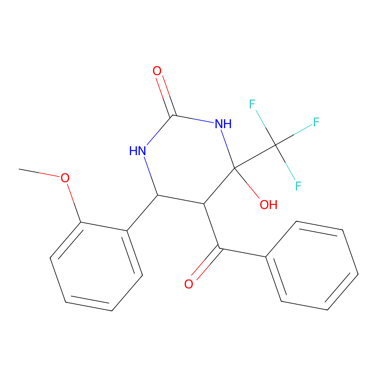5-Benzoyl-4-hydroxy-6-(2-methoxyphenyl)-4-(trifluoromethyl)-1,3-diazinan-2-one molecular structure, CAS 474004-96-1