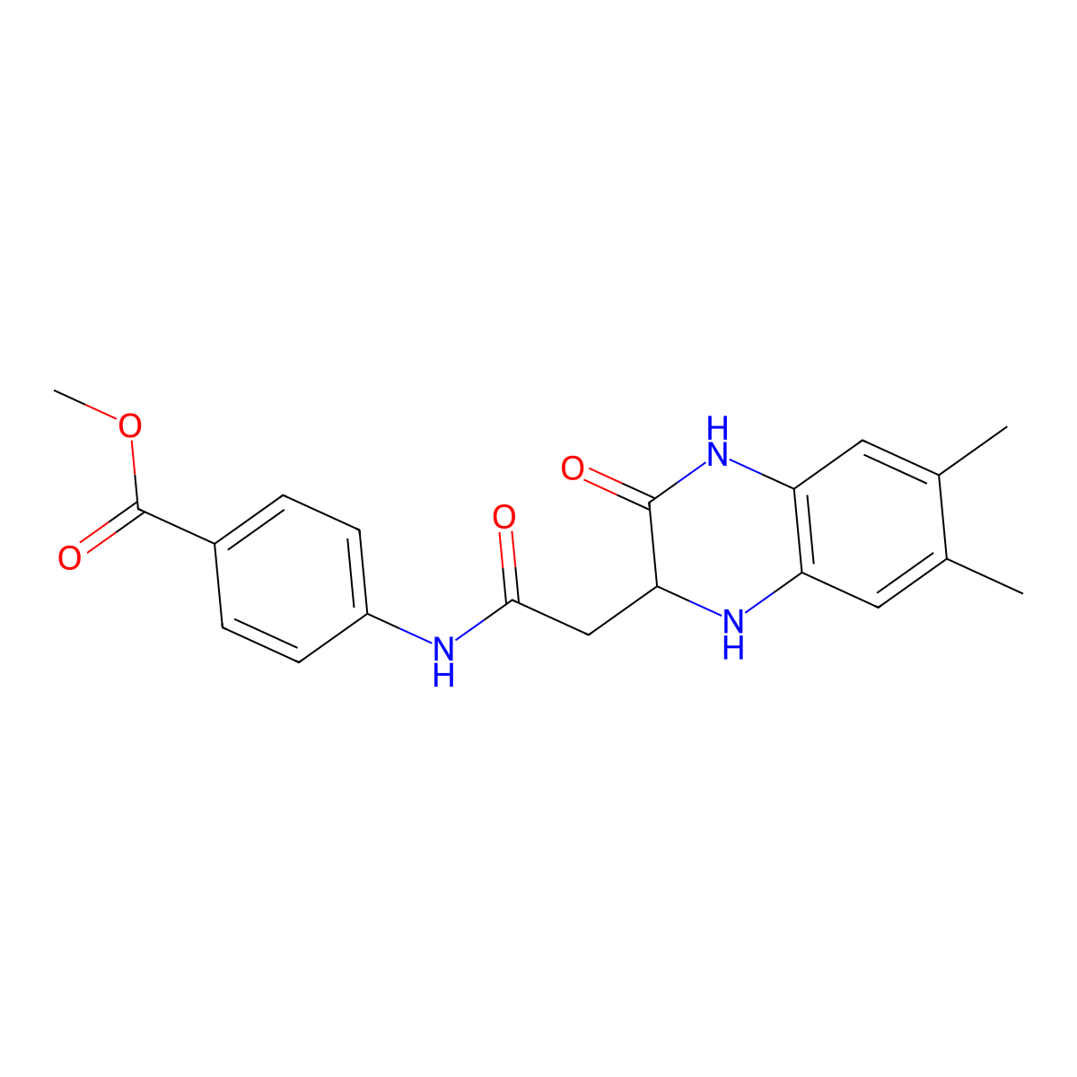 Methyl 4-[2-(6,7-dimethyl-3-oxo-1,2,3,4-tetrahydroquinoxalin-2-yl)acetamido]benzoate molecular structure, CAS 474004-97-2