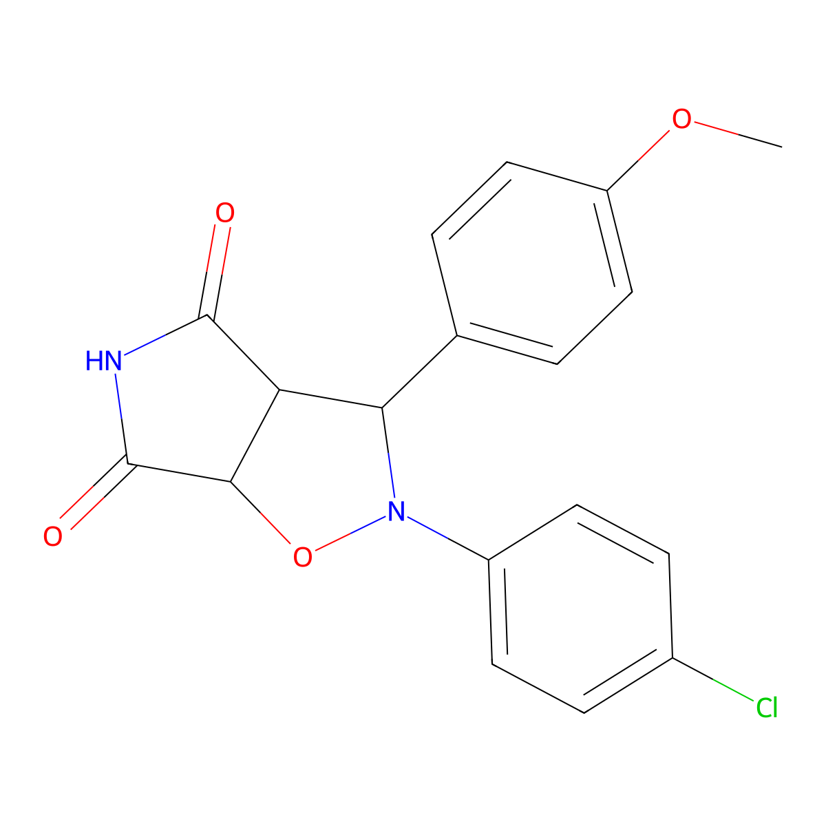 2-(4-chlorophenyl)-3-(4-methoxyphenyl)dihydro-2H-pyrrolo[3,4-d]isoxazole-4,6(5H,6aH)-dione molecular structure, CAS 474004-98-3