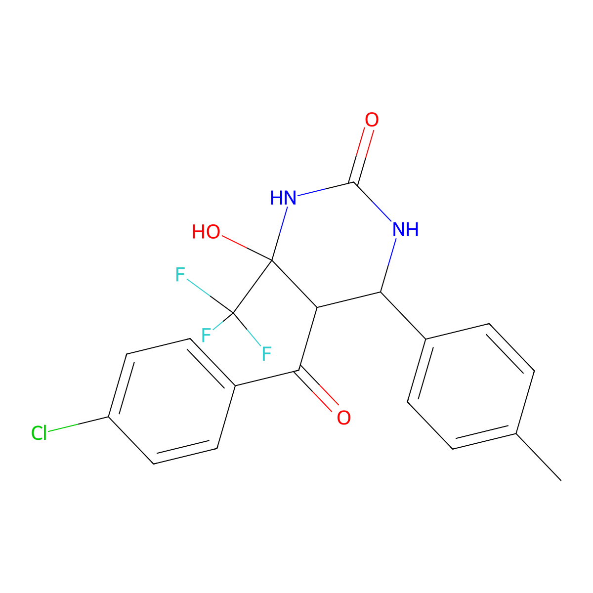 5-(4-Chlorobenzoyl)-4-hydroxy-6-(4-methylphenyl)-4-(trifluoromethyl)-1,3-diazinan-2-one molecular structure, CAS 474005-17-9