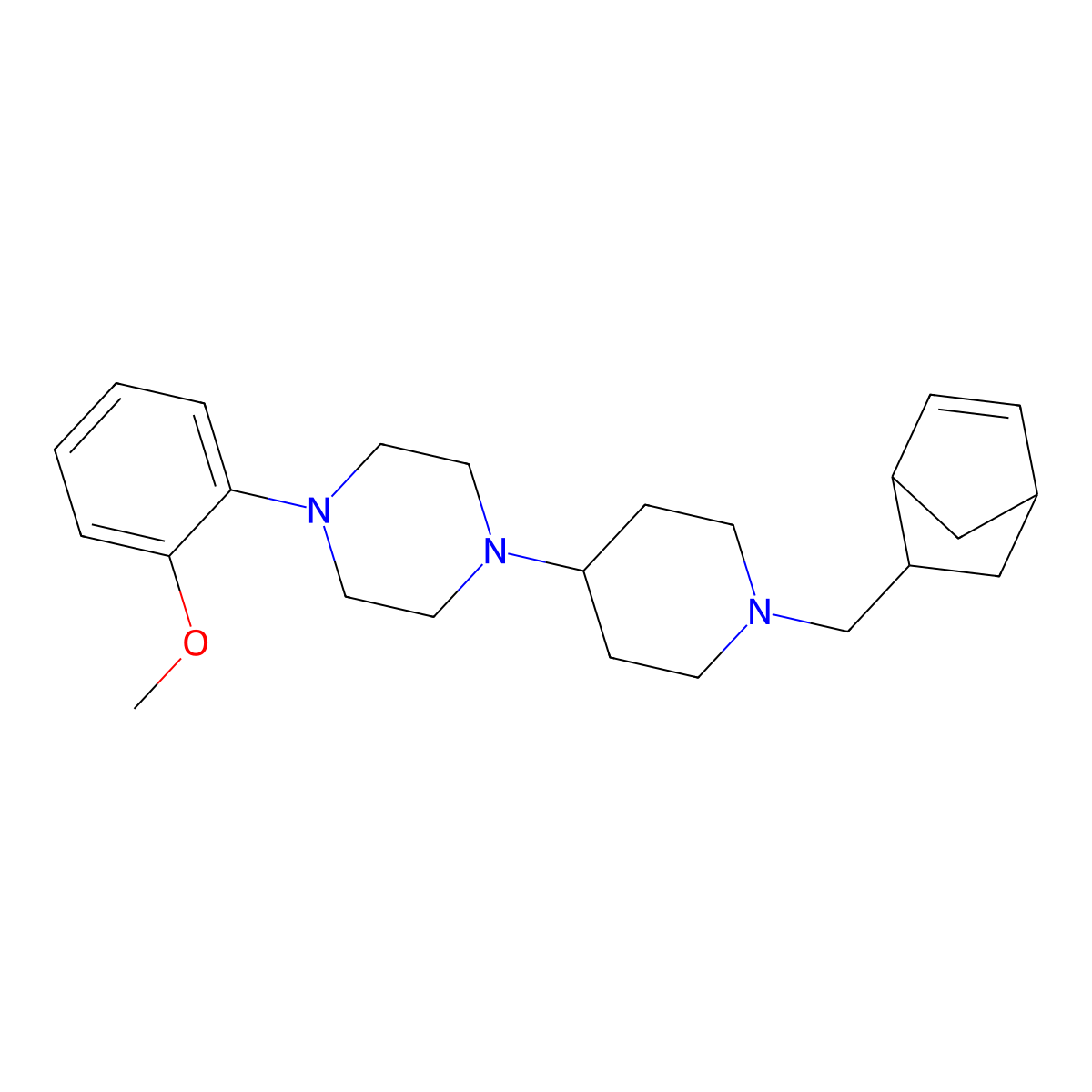 1-[1-(5-Bicyclo[2.2.1]hept-2-enylmethyl)piperidin-4-yl]-4-(2-methoxyphenyl)piperazine molecular structure, CAS 474005-33-9