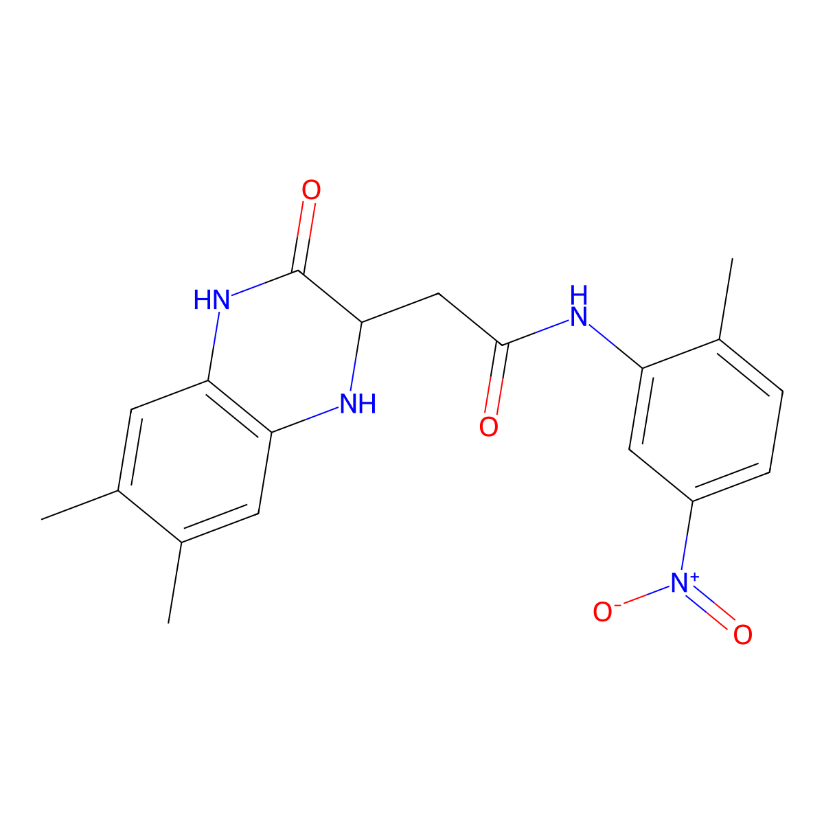 2-(6,7-dimethyl-3-oxo-1,2,3,4-tetrahydroquinoxalin-2-yl)-N-(2-methyl-5-nitrophenyl)acetamide molecular structure, CAS 474005-58-8