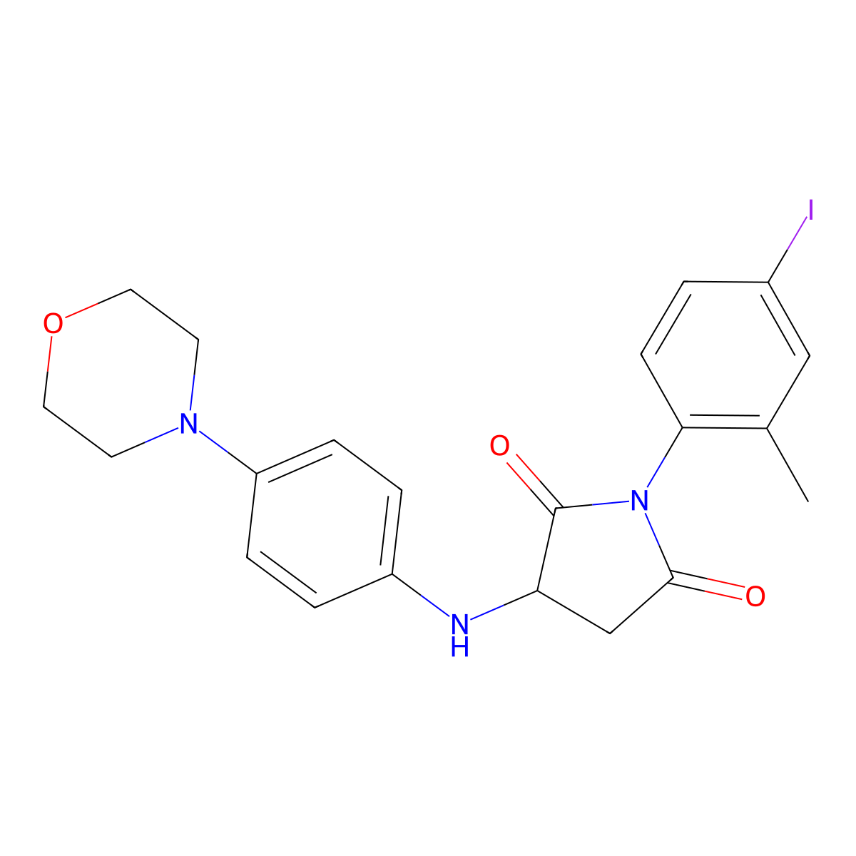 1-(4-Iodo-2-methylphenyl)-3-((4-morpholinophenyl)amino)pyrrolidine-2,5-dione molecular structure, CAS 474006-28-5