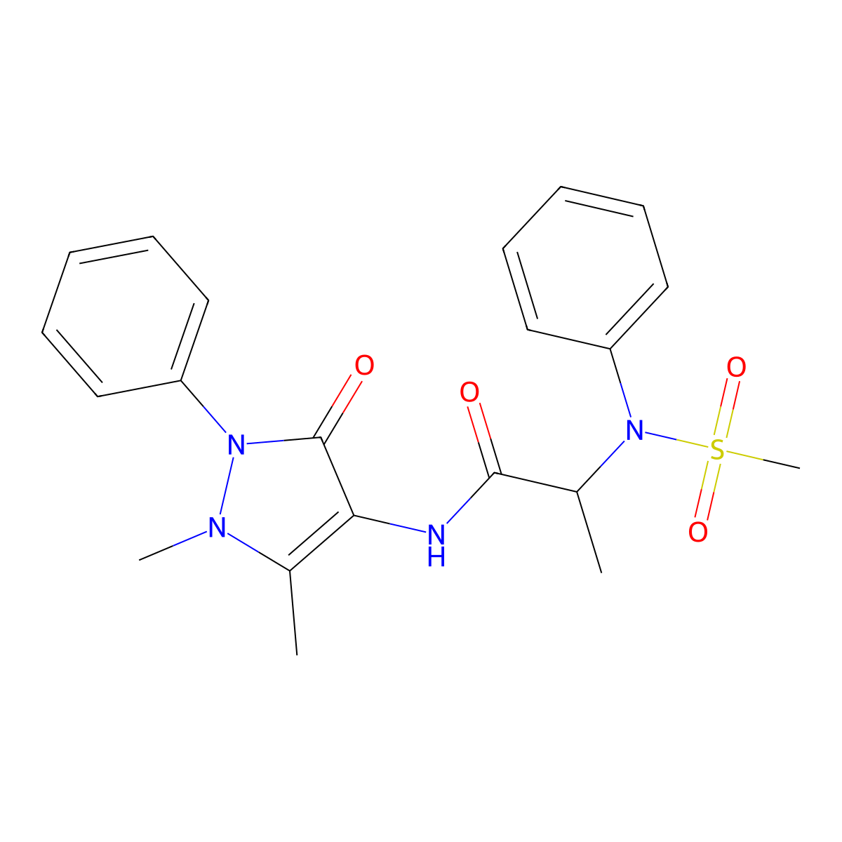 N-(1,5-dimethyl-3-oxo-2-phenylpyrazol-4-yl)-2-(N-methylsulfonylanilino)propanamide molecular structure, CAS 474006-42-3
