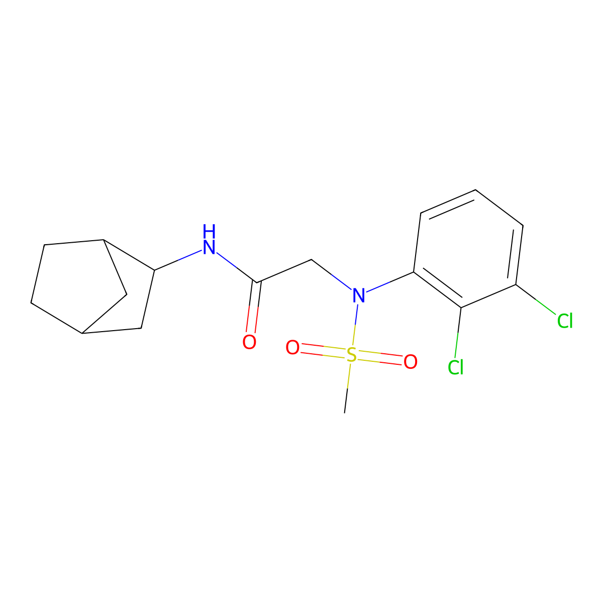 N-(3-bicyclo[2.2.1]heptanyl)-2-(2,3-dichloro-N-methylsulfonylanilino)acetamide molecular structure, CAS 474007-57-3