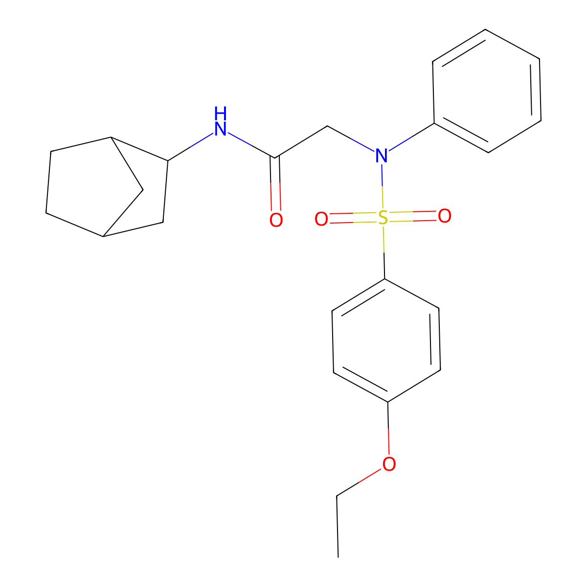 N-(3-bicyclo[2.2.1]heptanyl)-2-(N-(4-ethoxyphenyl)sulfonylanilino)acetamide molecular structure, CAS 474007-78-8