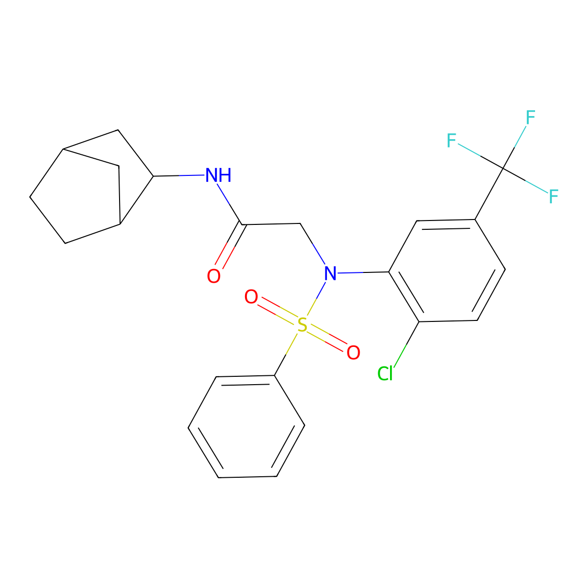N-bicyclo[2.2.1]hept-2-yl-2-[2-chloro(phenylsulfonyl)-5-(trifluoromethyl)anilino]acetamide molecular structure, CAS 474007-98-2